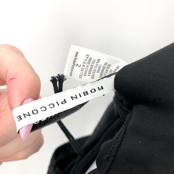 ROBIN PICCONE Aubrey One-Piece Swimsuit Size 2 Black Plunging V-Neck NWT - Picture 9 of 11